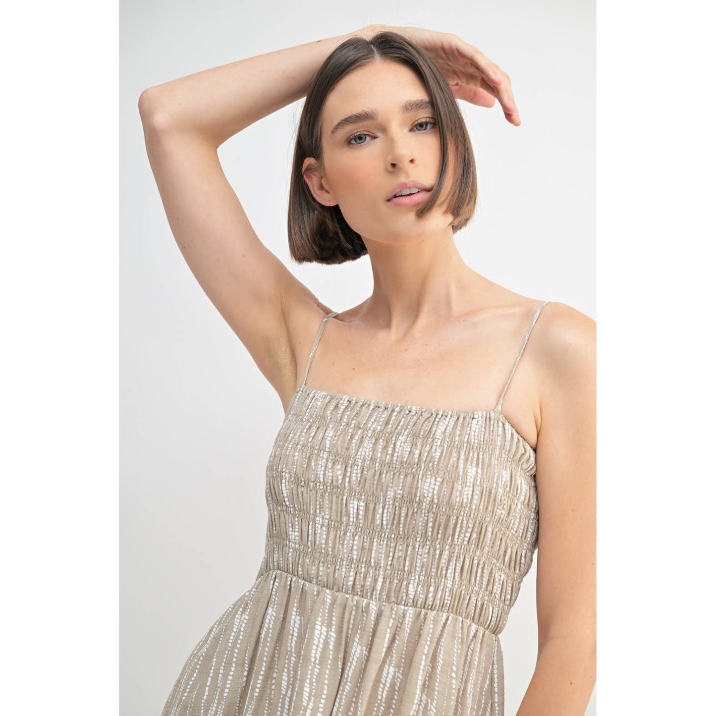 FUN ABSTRACT PRINT SMOCK MIDI DRESS