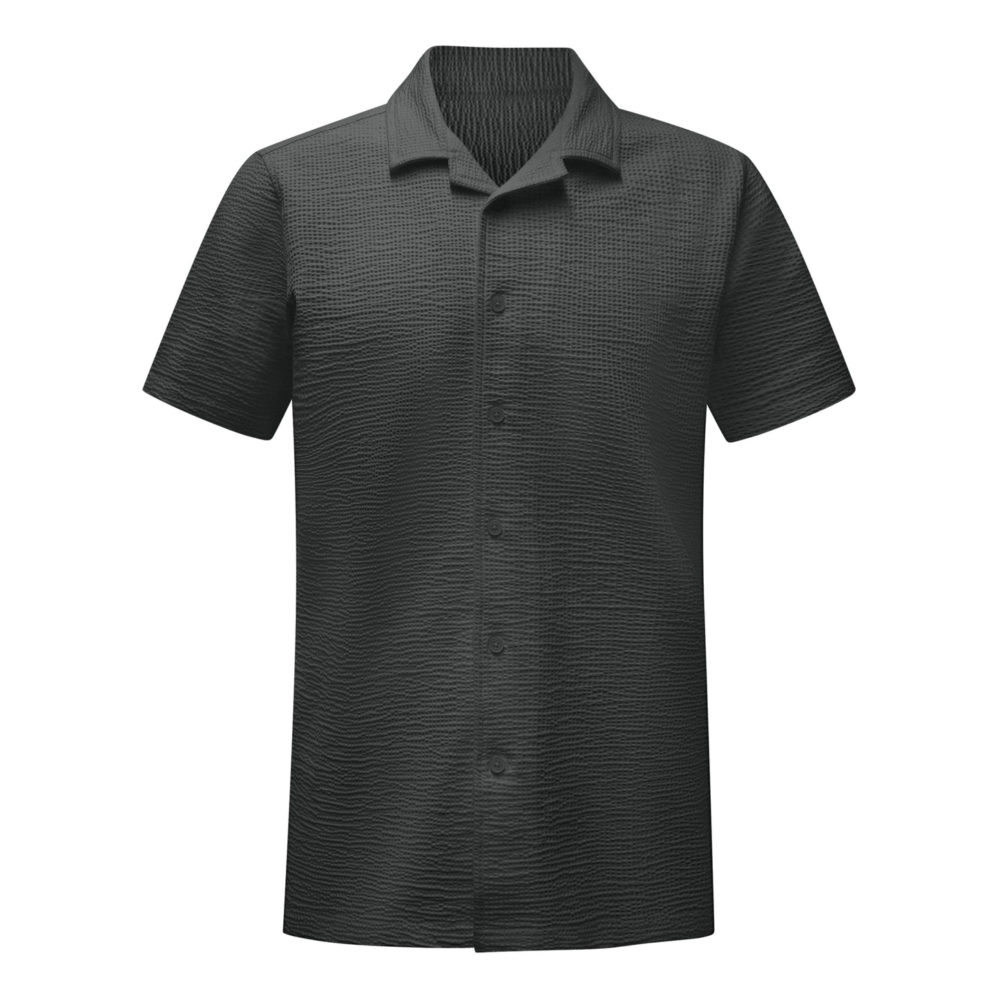 Vustra Black Waffle Knit Camp Shirt for Men