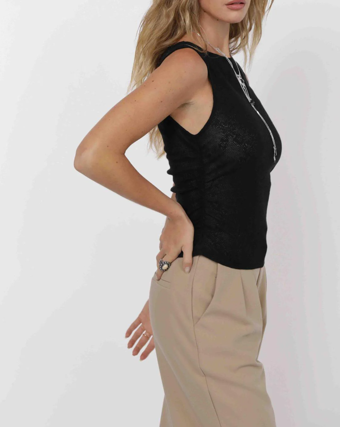 Sage Roadhouse Jacquard Sleeveless Knit/ black