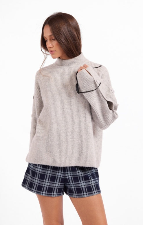 Sage Athena Button Detail Sweater