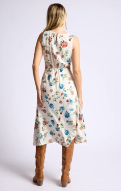 Sage Pressed Flowers Side Cutout Maxi Dress