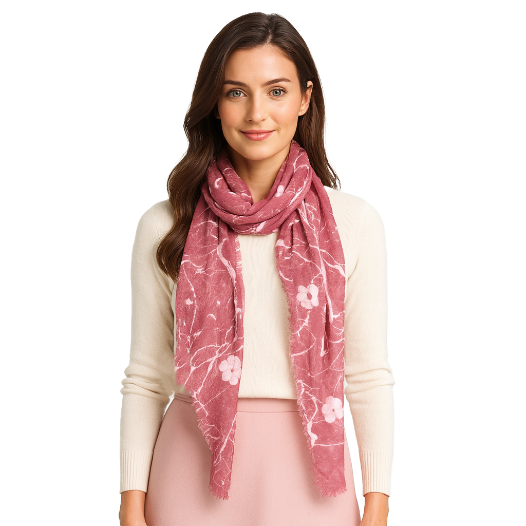 Blue Pacific Vintage Cashmere Floral Fade Scarf