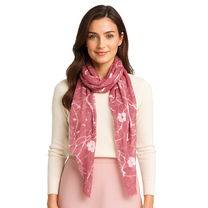 Blue Pacific Vintage Cashmere Floral Fade Scarf
