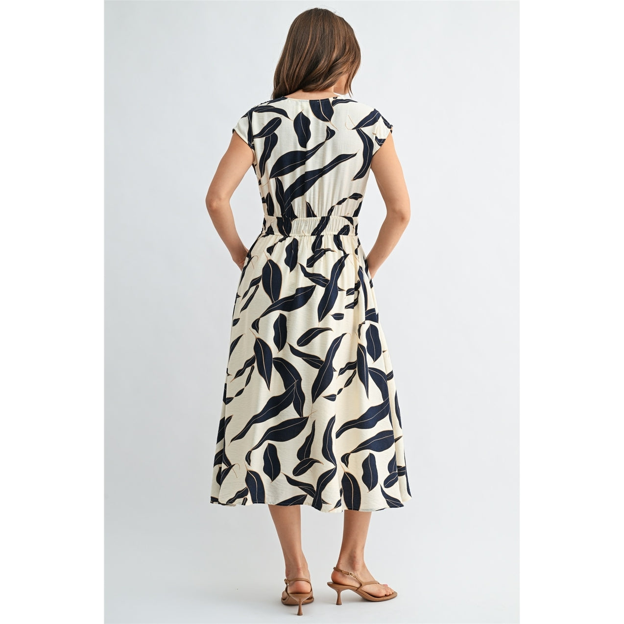 FUN V Neck Elastic Waist Dress