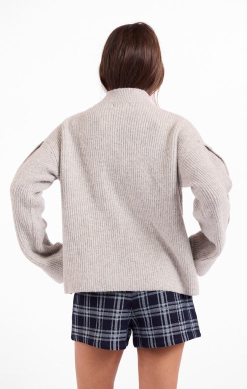 Sage Athena Button Detail Sweater