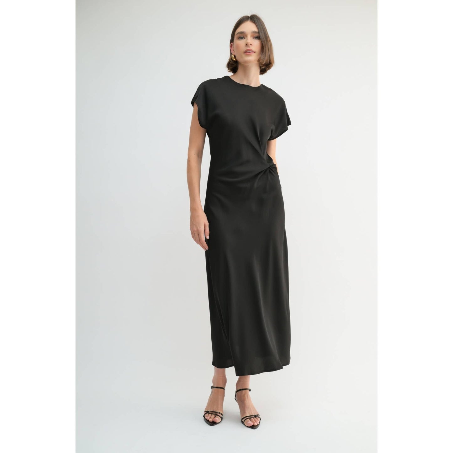 FUN SATIN BIAS CUT WAIST TWIST  DRESS