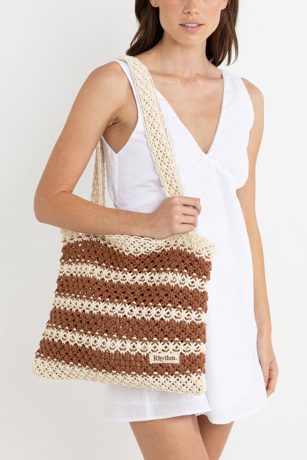 Rhythm Cove Stripe Crochet Tote