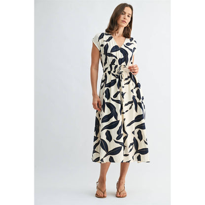 FUN V Neck Elastic Waist Dress