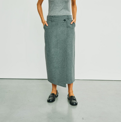 WB Tailored Midi Skirt/ grey melange