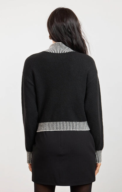Sage Stacey Contrast Rib Sweater