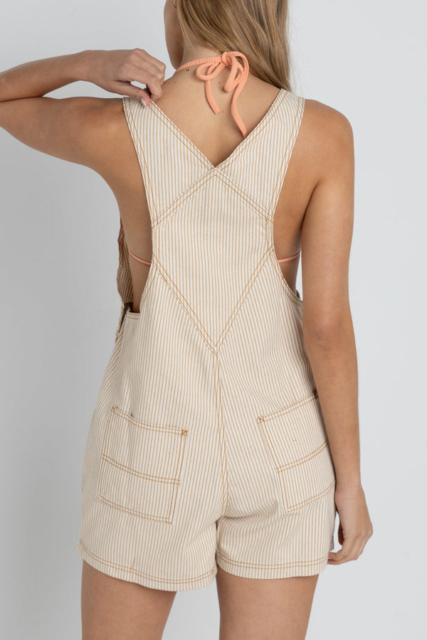 Rhythm Willa Stripe Short Overall / sand