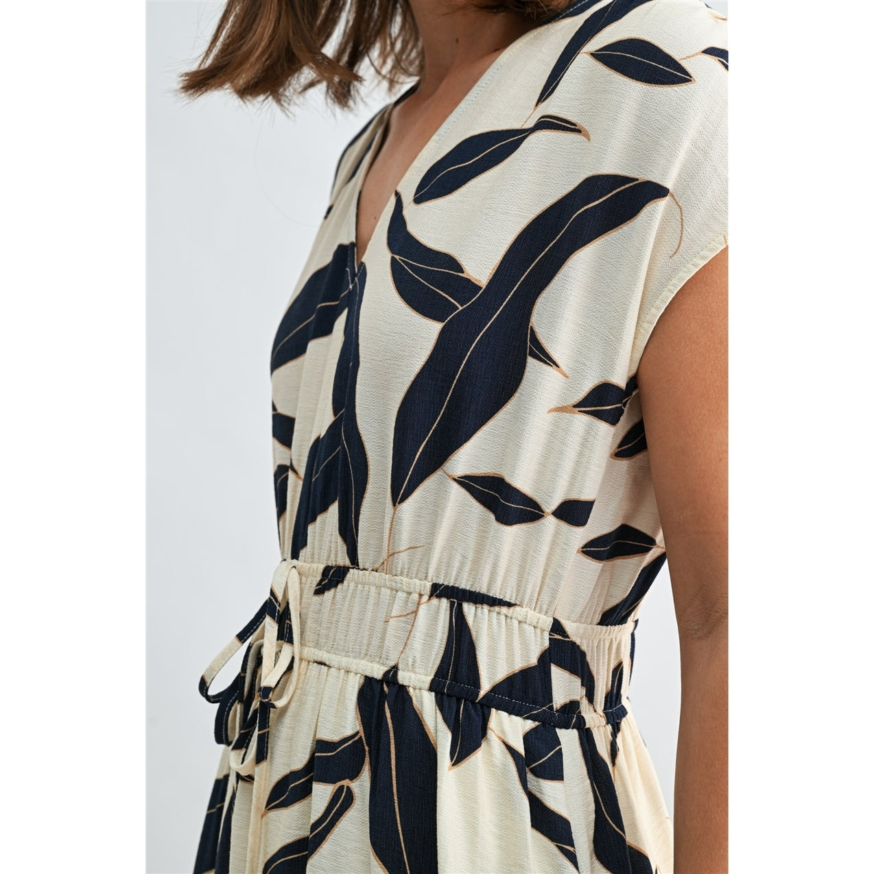 FUN V Neck Elastic Waist Dress