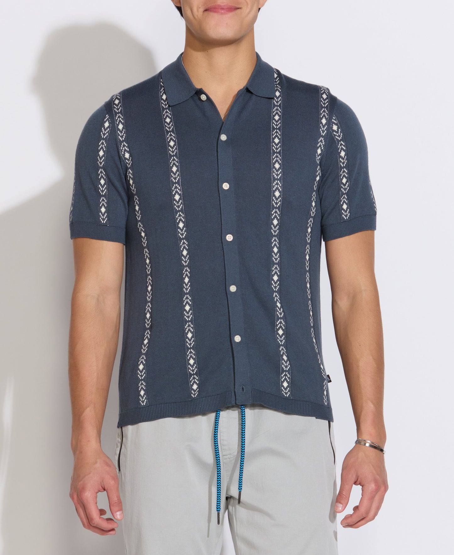 Civil Society Ace S/S Full Placket Sweater/ slate