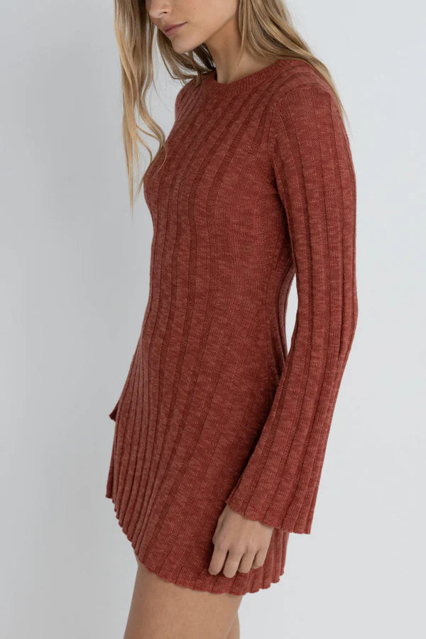 Rhythm Empire LS knit Mini Dress / red
