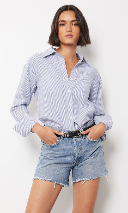 Bobi Button Down Tunic / blue stripe