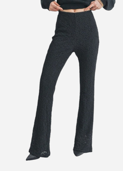 Sage Journey Lace Flare Pant/ black