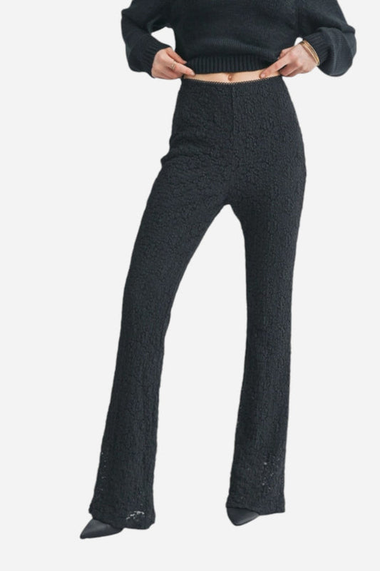 Sage Journey Lace Flare Pant/ black