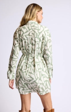 Sage Al Fresco Shirt Dress / sage cream