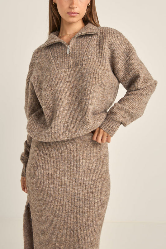 Rhythm Quinn Zip Knit / oatmeal