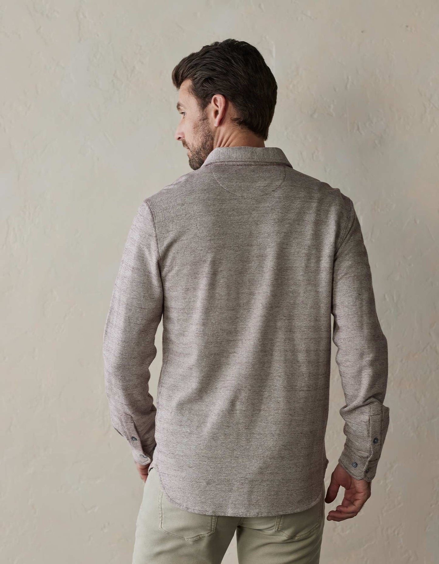 Normal Textured Knit Button Up