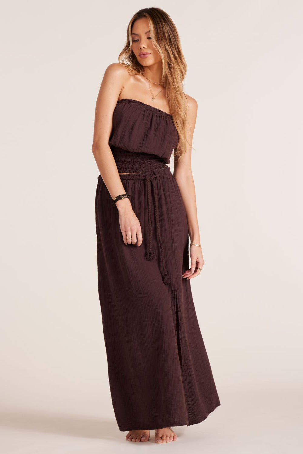 Bobi Maxi Slit Front Skirt