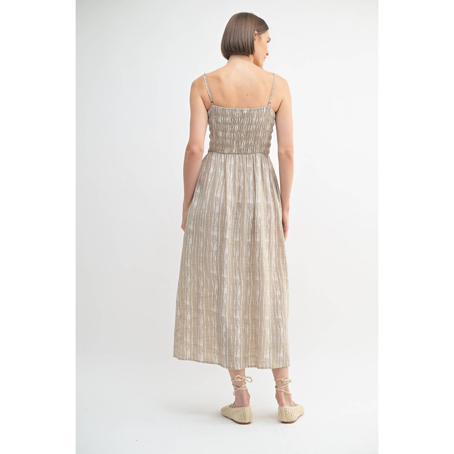 FUN ABSTRACT PRINT SMOCK MIDI DRESS