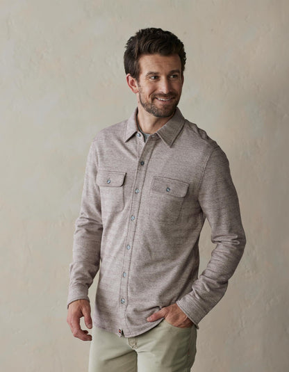 Normal Textured Knit Button Up