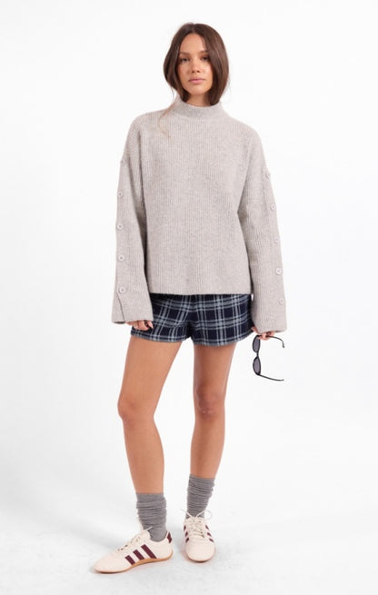 Sage Athena Button Detail Sweater