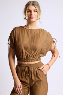 Sage Light A Fire Tie Crop Top