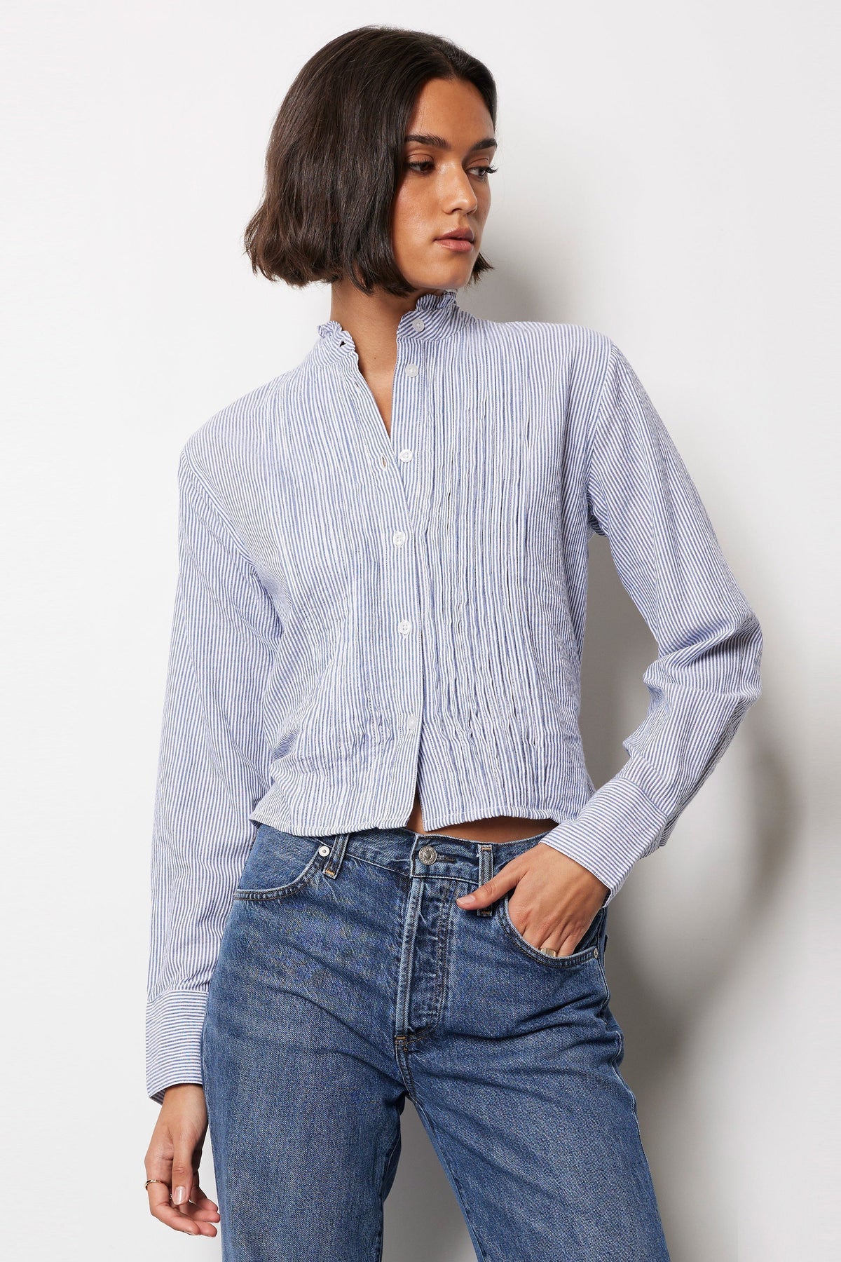 Bobi Pintuck LS Top / blue stripe