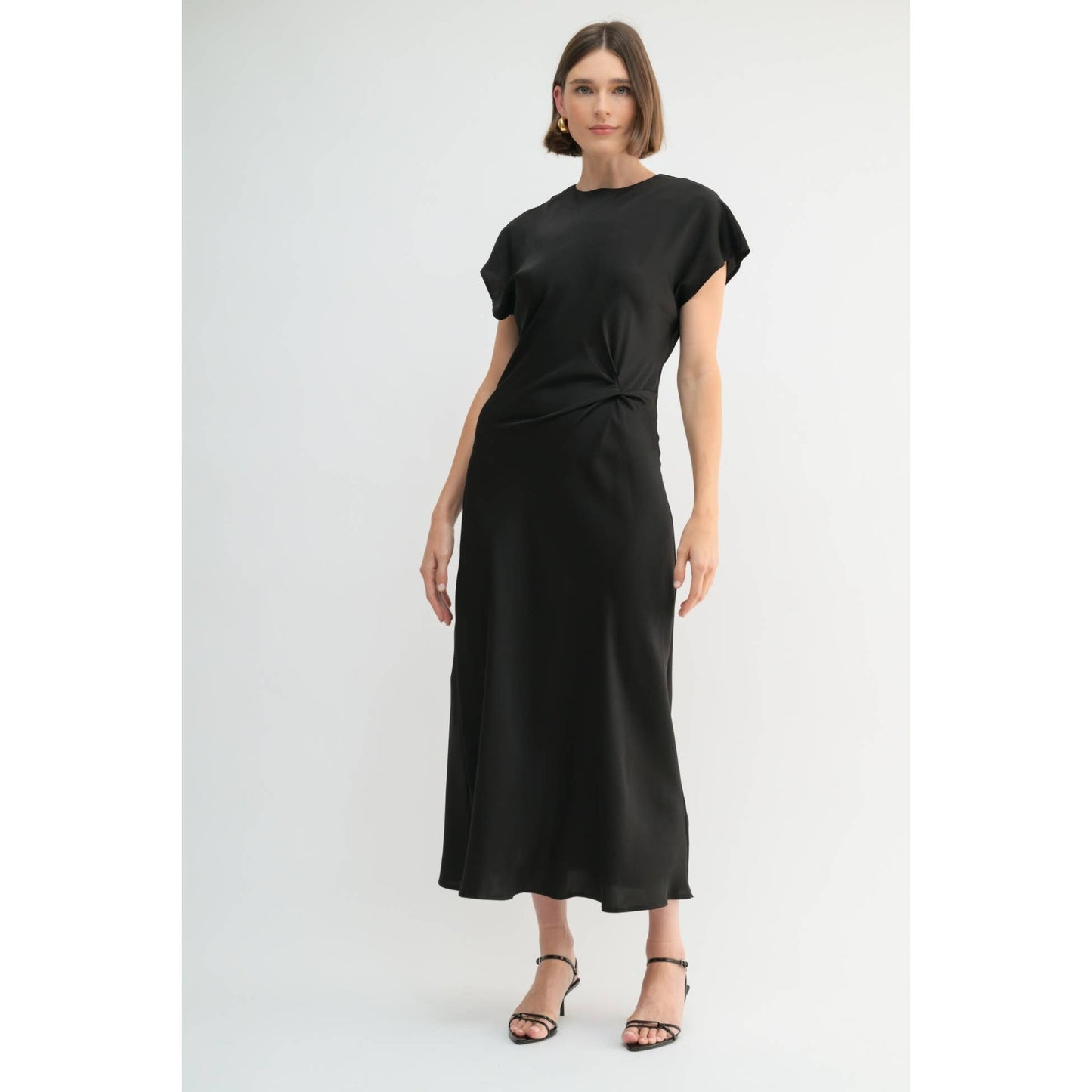 FUN SATIN BIAS CUT WAIST TWIST  DRESS