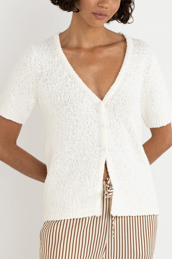 Rhythm Adele SS  knit Cardigan / white