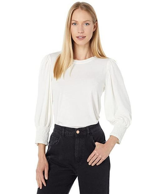 Bobi LS Smock Cuff Shirred Sleeve Tee