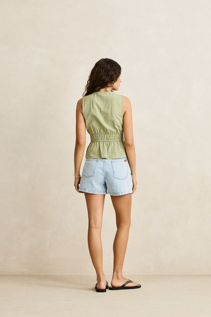 Rhythm Vista Stripe Tie Front Top