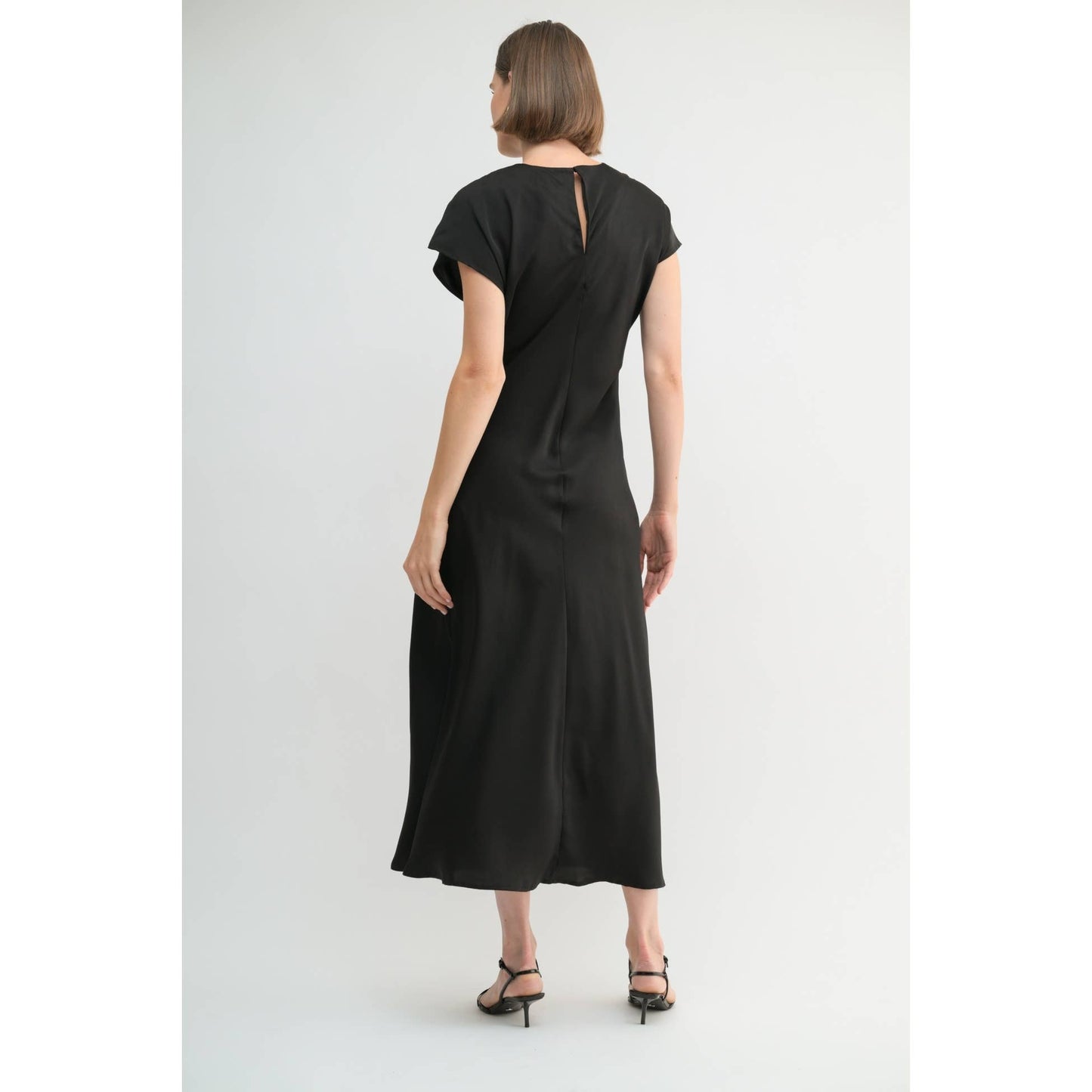 FUN SATIN BIAS CUT WAIST TWIST  DRESS