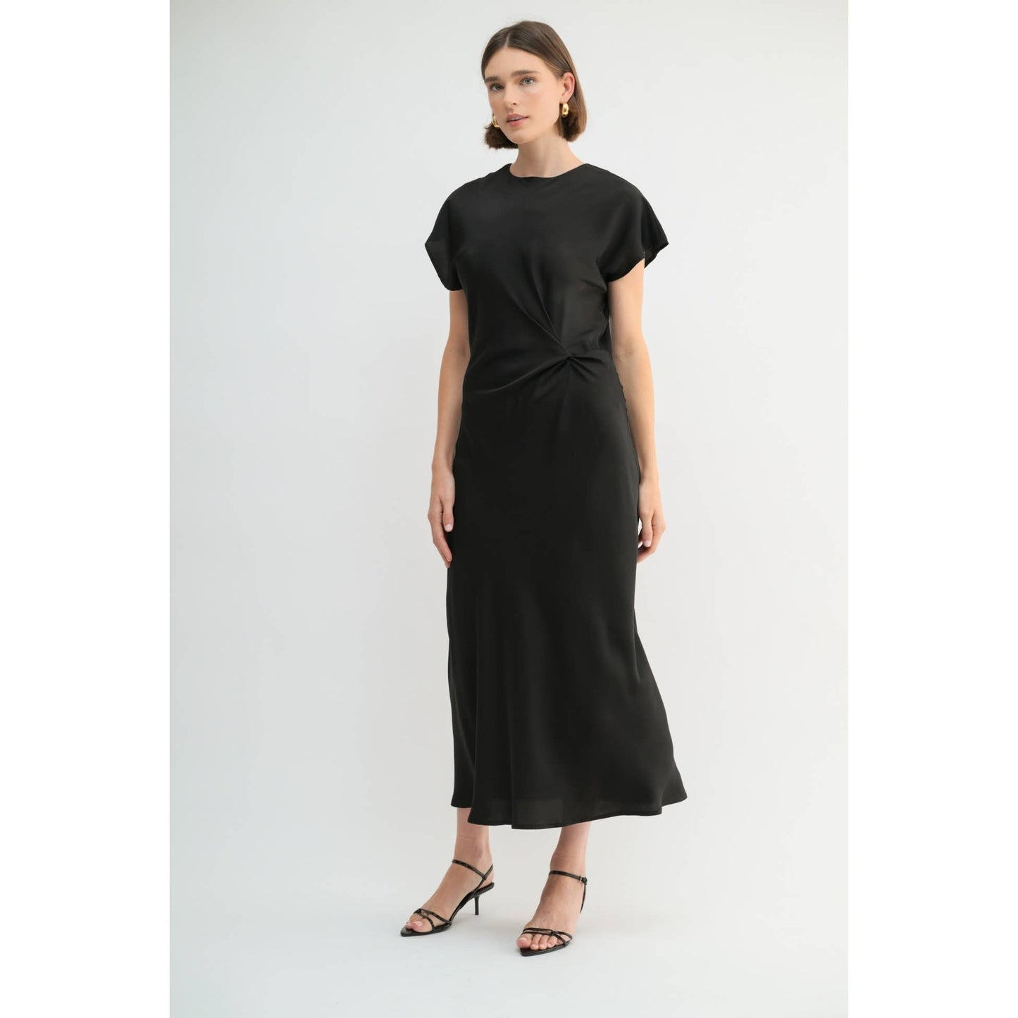 FUN SATIN BIAS CUT WAIST TWIST  DRESS