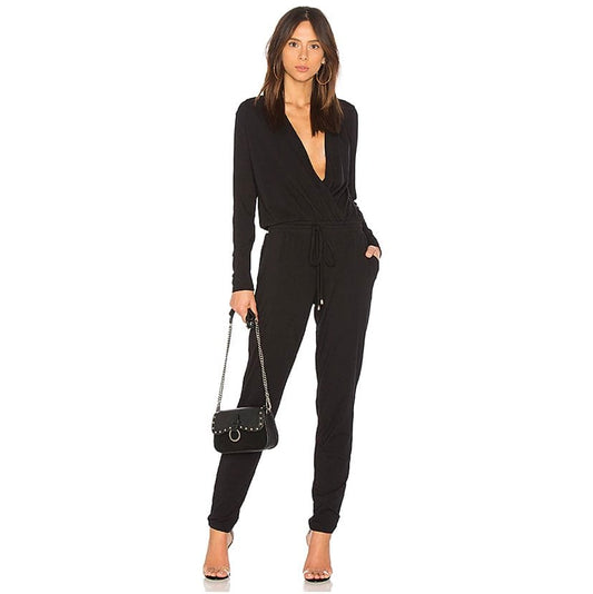 Bobi Surplice Jogger Jumpsuit / black