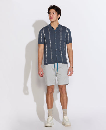 Civil Society Ace S/S Full Placket Sweater/ slate