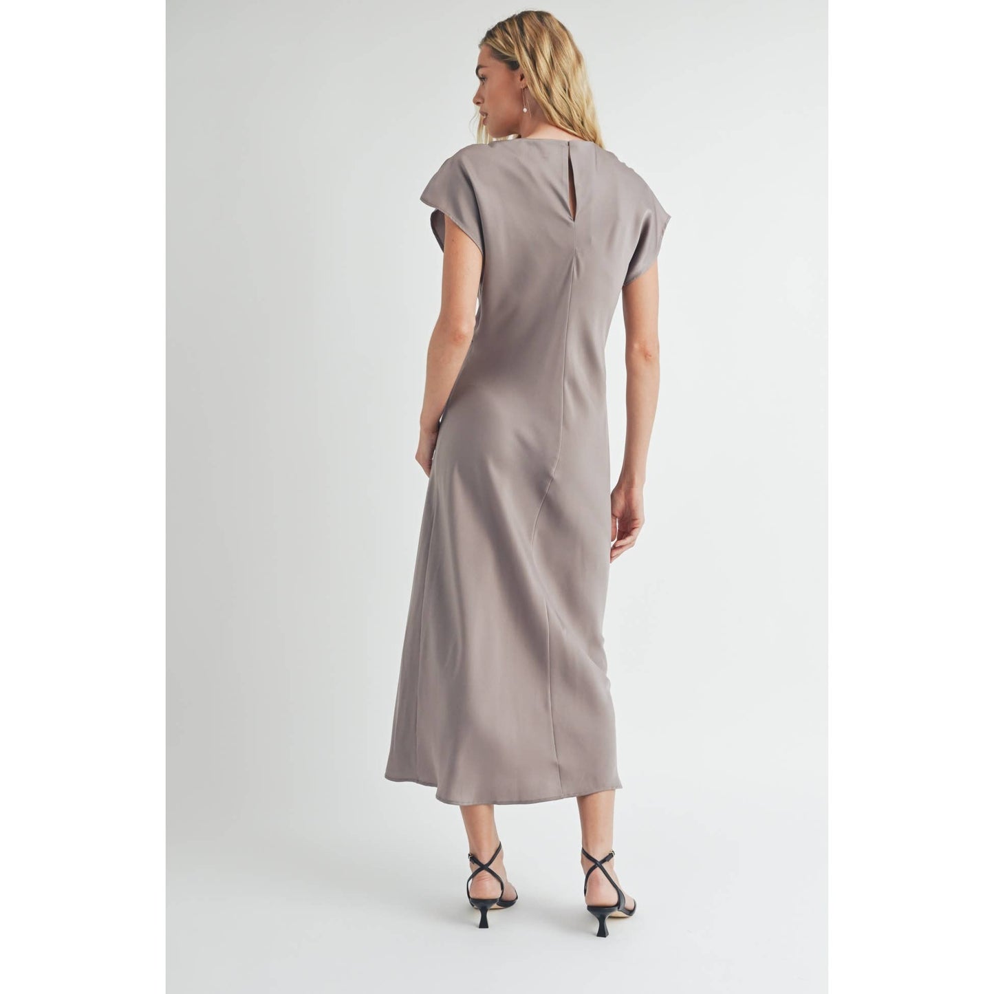 FUN SATIN BIAS CUT WAIST TWIST  DRESS