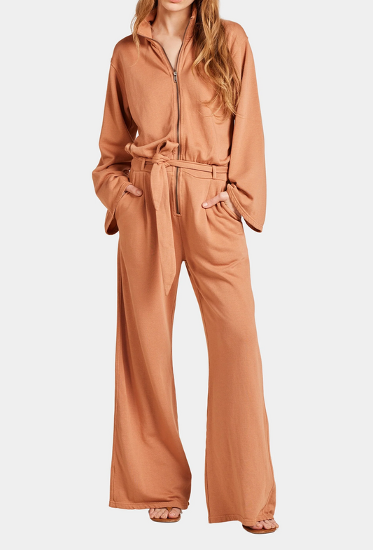 Bobi Wideleg Jumpsuit / chai