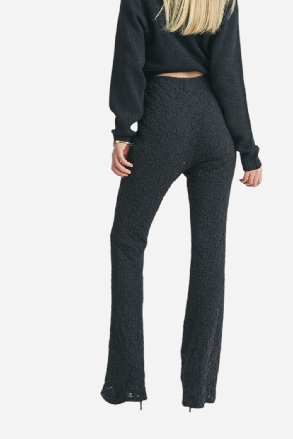 Sage Journey Lace Flare Pant/ black