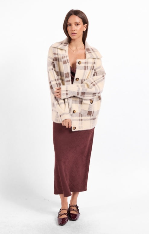 Sage Lola Plaid Coat