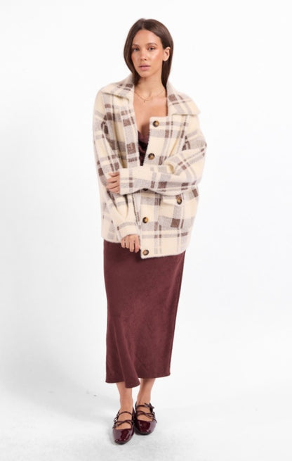 Sage Lola Plaid Coat
