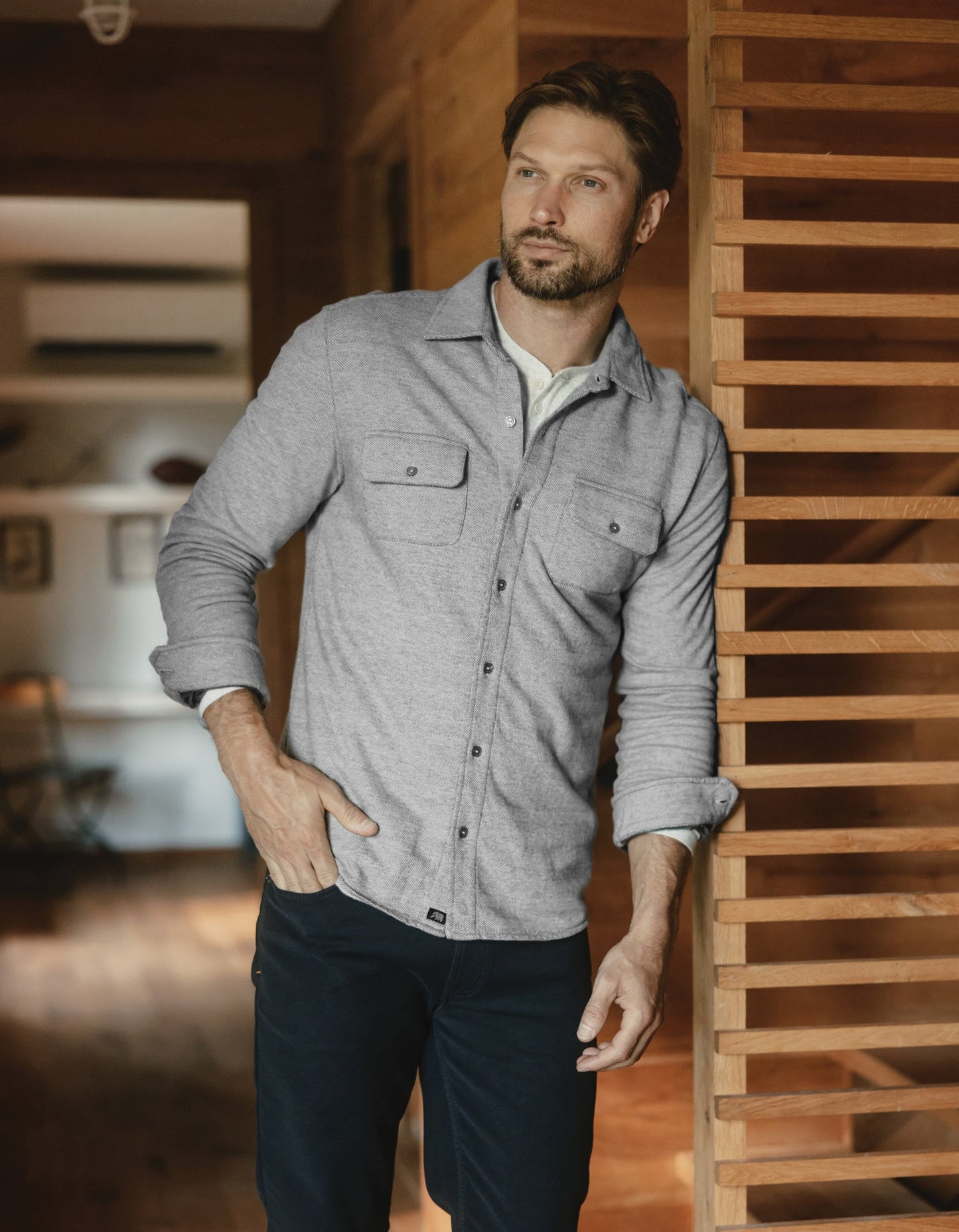 Normal Textured Knit Button Up