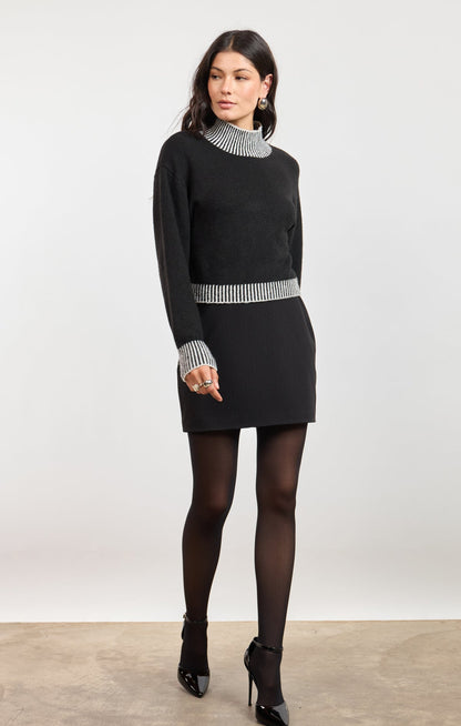 Sage Stacey Contrast Rib Sweater