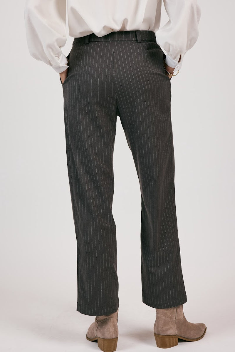 Sage High Up Pinstripe Trouser / charcoal