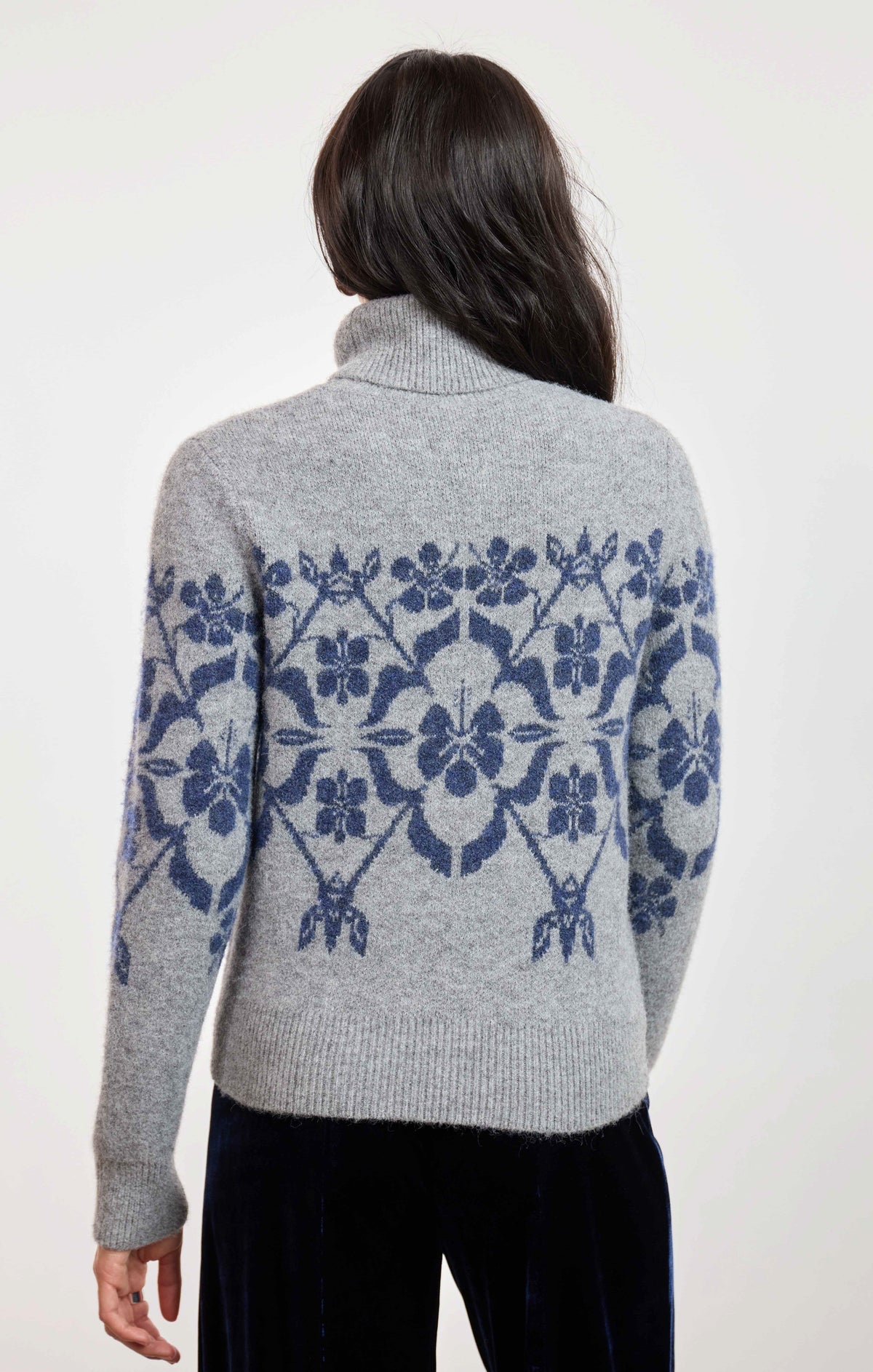 Sage Provence Floral Jacquard Sweater