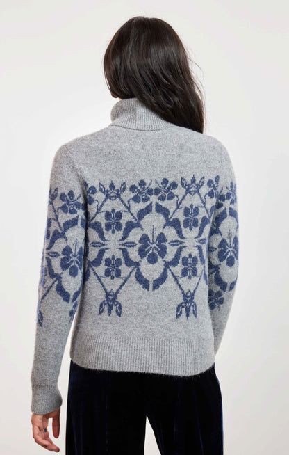 Sage Provence Floral Jacquard Sweater