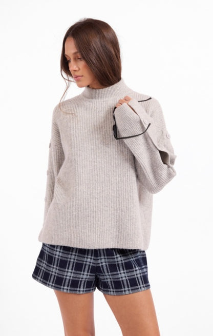 Sage Athena Button Detail Sweater