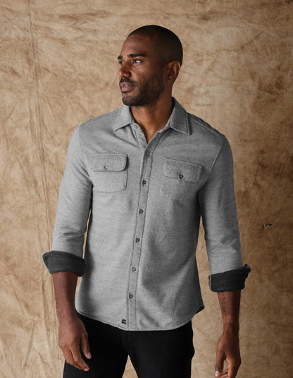 Normal Textured Knit Button Up